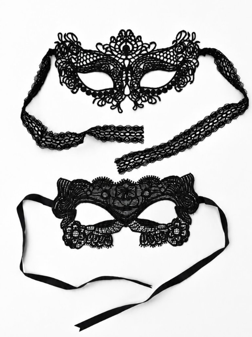 Set of 2 Black Lace Masquerade Masks | Venetian Style